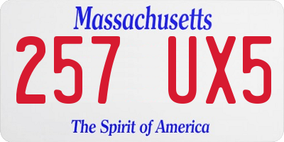 MA license plate 257UX5