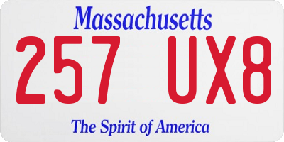 MA license plate 257UX8