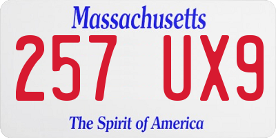 MA license plate 257UX9