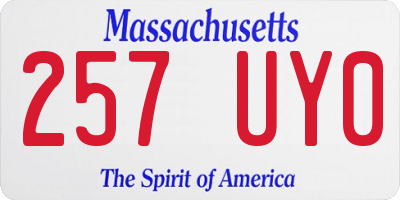 MA license plate 257UY0