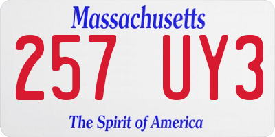 MA license plate 257UY3