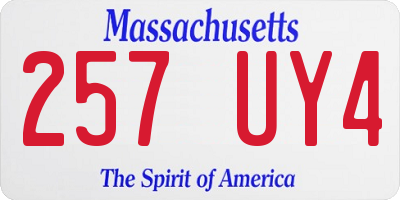 MA license plate 257UY4