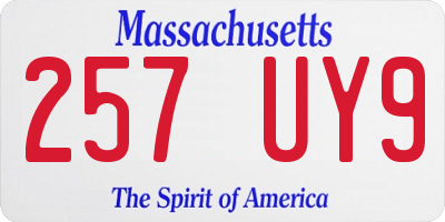 MA license plate 257UY9