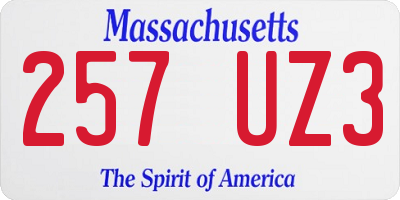 MA license plate 257UZ3