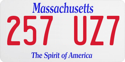 MA license plate 257UZ7