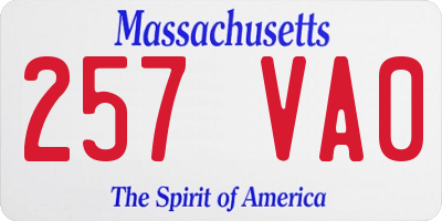MA license plate 257VA0