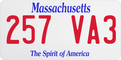 MA license plate 257VA3