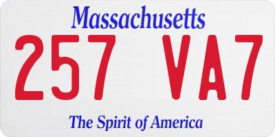 MA license plate 257VA7