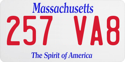 MA license plate 257VA8