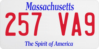 MA license plate 257VA9