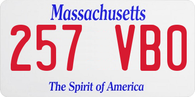 MA license plate 257VB0