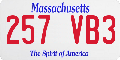 MA license plate 257VB3
