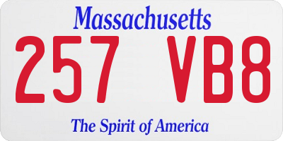 MA license plate 257VB8