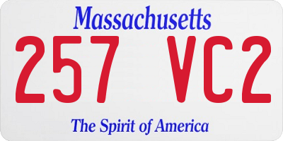 MA license plate 257VC2