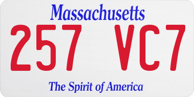 MA license plate 257VC7