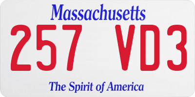 MA license plate 257VD3