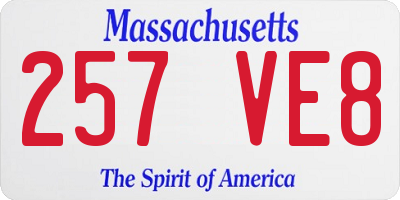 MA license plate 257VE8
