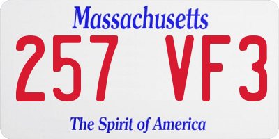MA license plate 257VF3