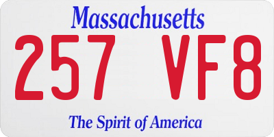 MA license plate 257VF8