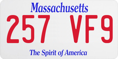 MA license plate 257VF9