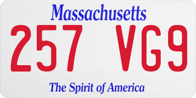 MA license plate 257VG9