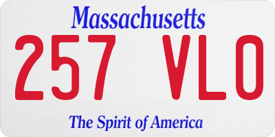 MA license plate 257VL0