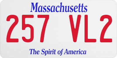 MA license plate 257VL2