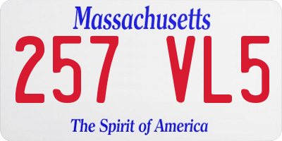 MA license plate 257VL5