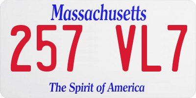 MA license plate 257VL7