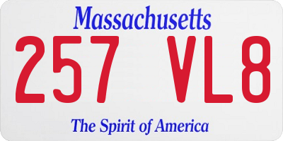 MA license plate 257VL8