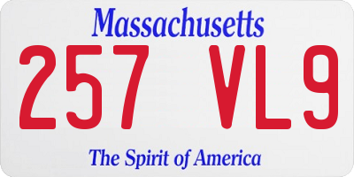 MA license plate 257VL9