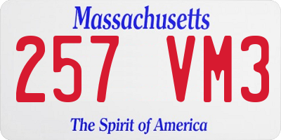 MA license plate 257VM3