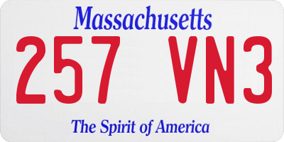 MA license plate 257VN3