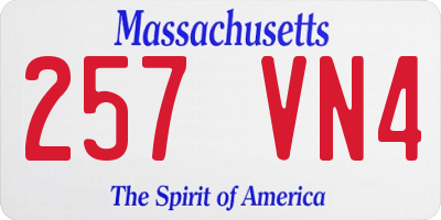 MA license plate 257VN4