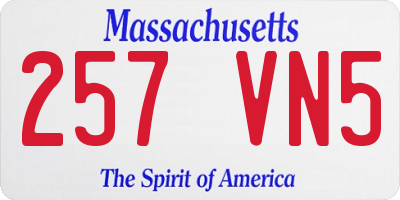 MA license plate 257VN5