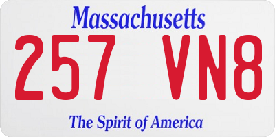 MA license plate 257VN8