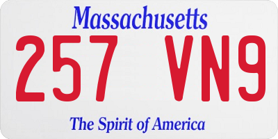 MA license plate 257VN9