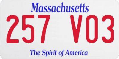 MA license plate 257VO3