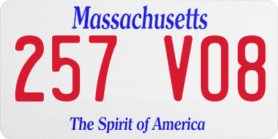 MA license plate 257VO8