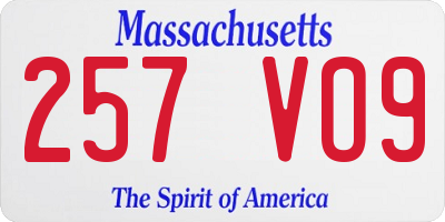 MA license plate 257VO9