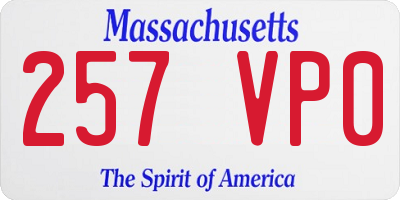 MA license plate 257VP0