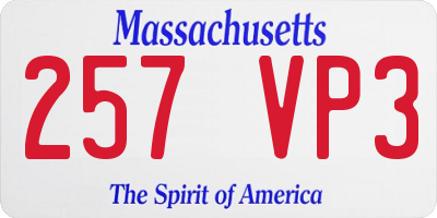 MA license plate 257VP3