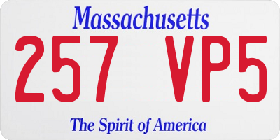 MA license plate 257VP5