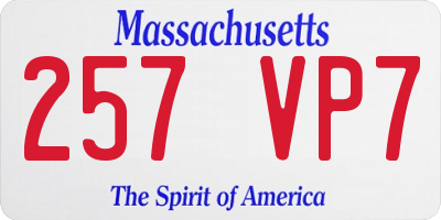 MA license plate 257VP7