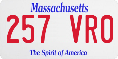MA license plate 257VR0