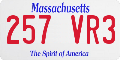 MA license plate 257VR3
