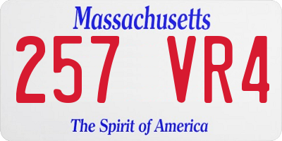 MA license plate 257VR4