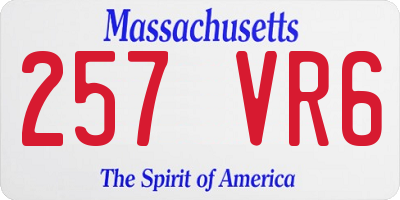 MA license plate 257VR6