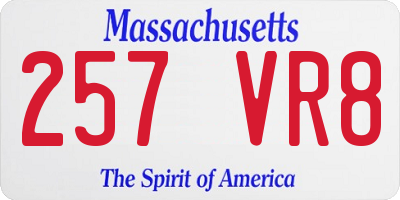 MA license plate 257VR8
