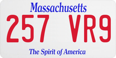 MA license plate 257VR9